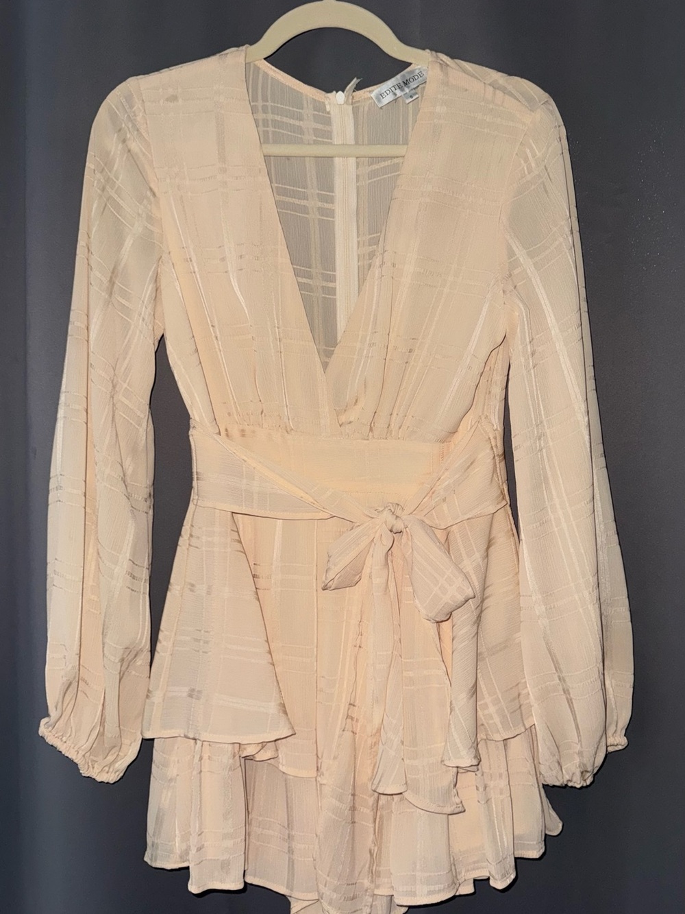 Rue21 Peach Long-Sleeve Wrap Mini Dress with Tie Waist